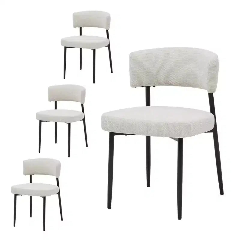 Bestier Modern Armless Office Chairs Set of 4, Upholstered Chairs with Curved Backrest,Sturdy Metal Frame