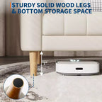 Sofás de piel sintética de 78 pulgadas de ancho con 2 cojines decorativos, estilo moderno de mediados de siglo, sofá de 3 plazas y patas de madera maciza, fácil montaje, para sala de estar y dormitorio
