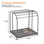 Toallero de piscina para exteriores, toallero de pie de mimbre, organizador de almacenamiento con compartimento para flotadores, churros de piscina, aros de natación