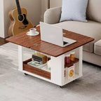 Mesa de centro moderna Bestier de 27.6'', mesa auxiliar multifuncional con parte superior plegable, ruedas, cajón, estante abierto, almacenamiento con compartimento oculto