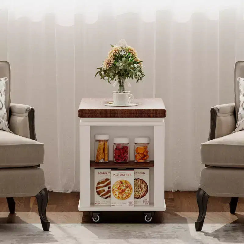 Mesa de centro moderna Bestier de 27.6'', mesa auxiliar multifuncional con parte superior plegable, ruedas, cajón, estante abierto, almacenamiento con compartimento oculto