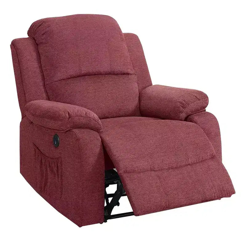 Royal Hampton 39 Inch Fabric Power Recliner with USB Port, Red