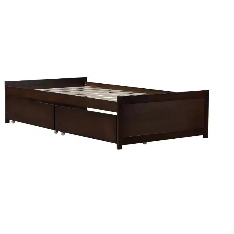 Cama de madera doble Luxystar con 2 cajones para habitaciones de huéspedes y niños