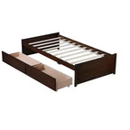 Cama de madera doble Luxystar con 2 cajones para habitaciones de huéspedes y niños