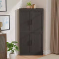 MAYEERTY Modern Solid Wood 4 Doors Corner Storage Cabinet Efficient Storage for Home Cornei Libing Room Black 2 Piece