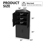Mueble esquinero de almacenamiento MAYEERTY moderno de madera maciza con 4 puertas, almacenamiento eficiente para la esquina del hogar en la sala de estar, negro, 2 piezas