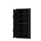 Mueble esquinero de almacenamiento MAYEERTY moderno de madera maciza con 4 puertas, almacenamiento eficiente para la esquina del hogar en la sala de estar, negro, 2 piezas