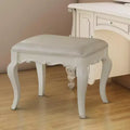 Royal Hampton Style Wood and Leatherette Vanity Stool with Padded Seat, White