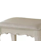 Taburete de tocador Royal Hampton Style de madera y polipiel con asiento acolchado, blanco