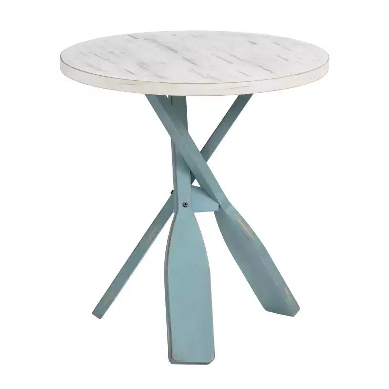 Crestview Collection Round White Solid Wood Accent_End Table