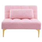 Sofá Cama Convertible, Futón Moderno de Tela de Peluche con Respaldo Ajustable y Almohada, Patas de Metal Dorado para Salas de Estar Pequeñas
