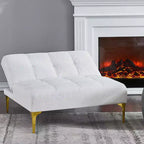 Sofá Cama Convertible, Futón Moderno de Tela de Peluche con Respaldo Ajustable y Almohada, Patas de Metal Dorado para Salas de Estar Pequeñas