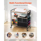 Carro y mesa de almacenamiento VEVOR Rolling Craft, compatible con máquinas Cricut, estación de trabajo organizadora de mesa de manualidades, negro