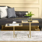 Mesa de centro, mesa de centro de vidrio templado con 2 tableros cuadrados, mesas de centro modernas para sala de estar, dormitorio