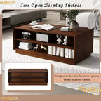 47.2 Mesa de centro rectangular moderna con 4 cajones, 2 estantes de exhibición y tapa de vidrio templado - Panipeachy