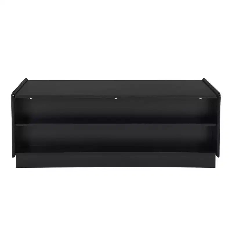 47.2 Mesa de centro rectangular moderna con 4 cajones, 2 estantes de exhibición y tapa de vidrio templado - Panipeachy