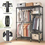 GDFStudio Batavia 76 Perchero de metal resistente con 6 estantes y 3 barras para colgar