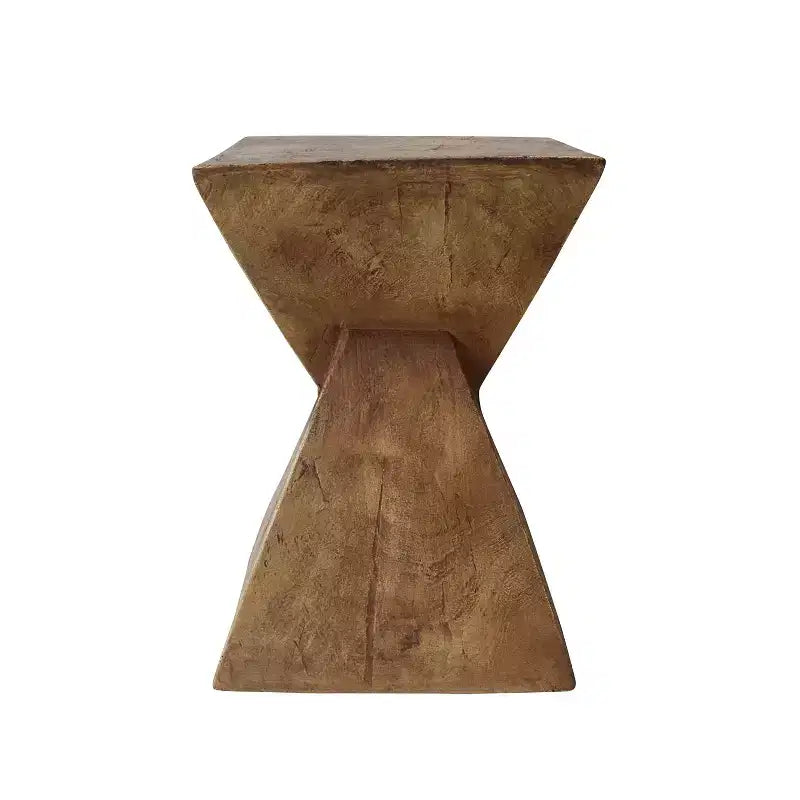 MAYEERTY Mesa Auxiliar Escultórica con Forma de Reloj de Arena, 1 Unidad, Mesa Auxiliar con Aspecto de Madera Artesanal para Sala de Estar, Patio