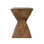 MAYEERTY Mesa Auxiliar Escultórica con Forma de Reloj de Arena, 1 Unidad, Mesa Auxiliar con Aspecto de Madera Artesanal para Sala de Estar, Patio