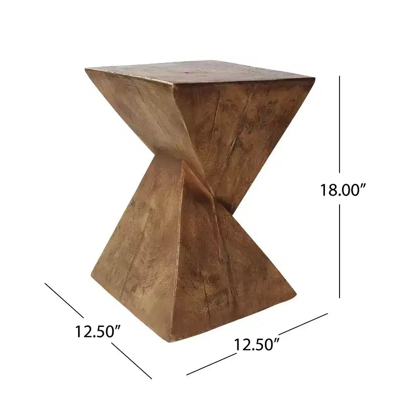 MAYEERTY Mesa Auxiliar Escultórica con Forma de Reloj de Arena, 1 Unidad, Mesa Auxiliar con Aspecto de Madera Artesanal para Sala de Estar, Patio