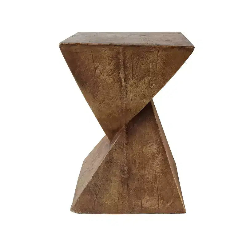 MAYEERTY Mesa Auxiliar Escultórica con Forma de Reloj de Arena, 1 Unidad, Mesa Auxiliar con Aspecto de Madera Artesanal para Sala de Estar, Patio