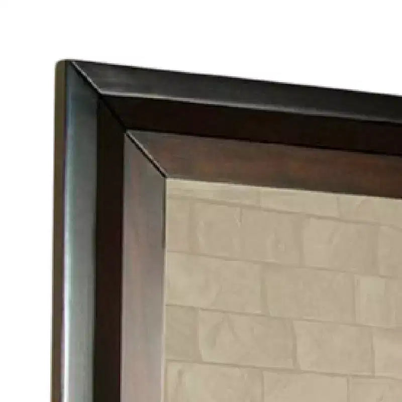 Espejo de cómoda Royal Hampton, 38 pulgadas, madera maciza color nogal oscuro y negro