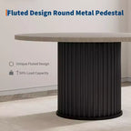 Mesa de comedor redonda de 47", para 46 personas, estilo rústico con base de pedestal de metal ondulado resistente para cocina o comedor