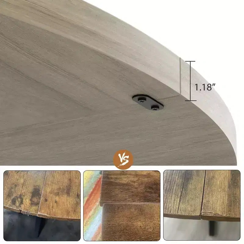 Mesa de comedor redonda de 47", para 46 personas, estilo rústico con base de pedestal de metal ondulado resistente para cocina o comedor