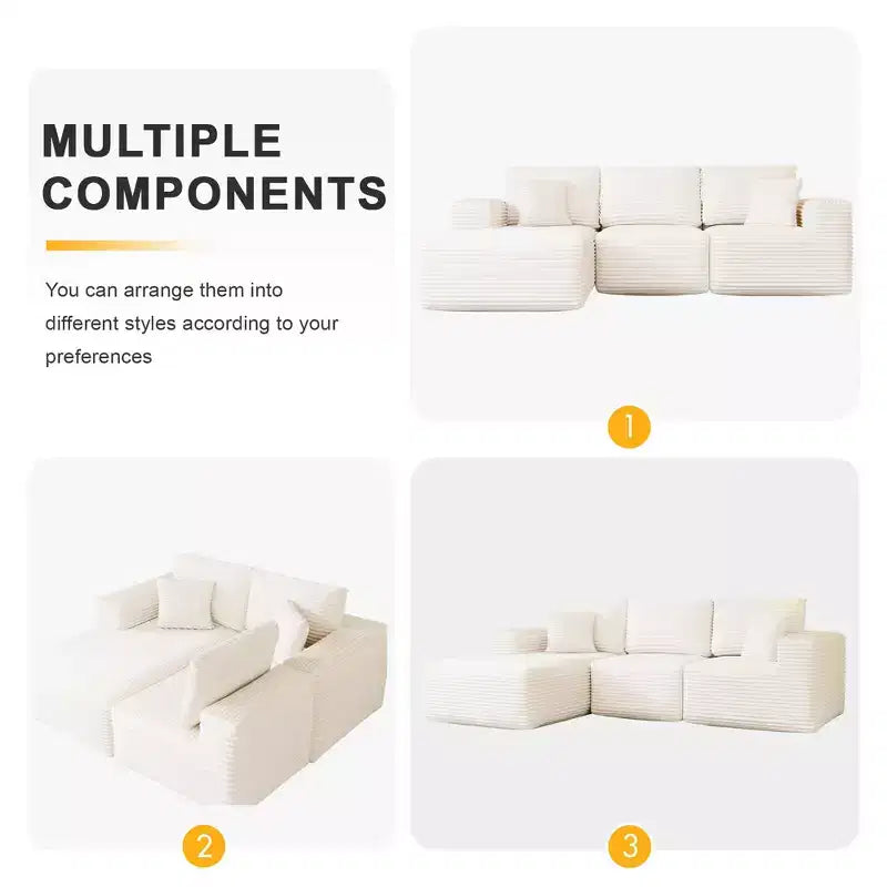 Sofá Seccional Modular PexFix con Chaise en Forma de L, Sofás Nube Modernos Tapizados con Cojines Decorativos para Sala de Estar Dormitorio