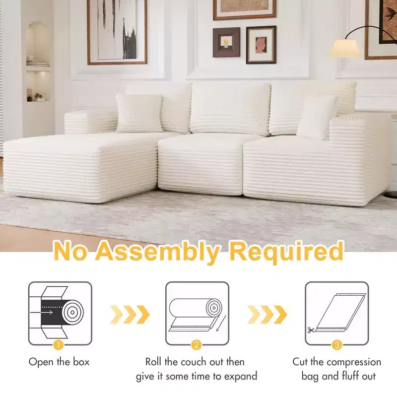 Sofá Seccional Modular PexFix con Chaise en Forma de L, Sofás Nube Modernos Tapizados con Cojines Decorativos para Sala de Estar Dormitorio