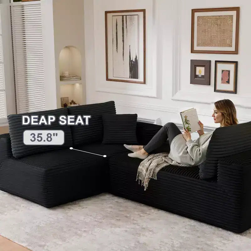 Sofá Seccional Modular PexFix con Chaise en Forma de L, Sofás Nube Modernos Tapizados con Cojines Decorativos para Sala de Estar Dormitorio