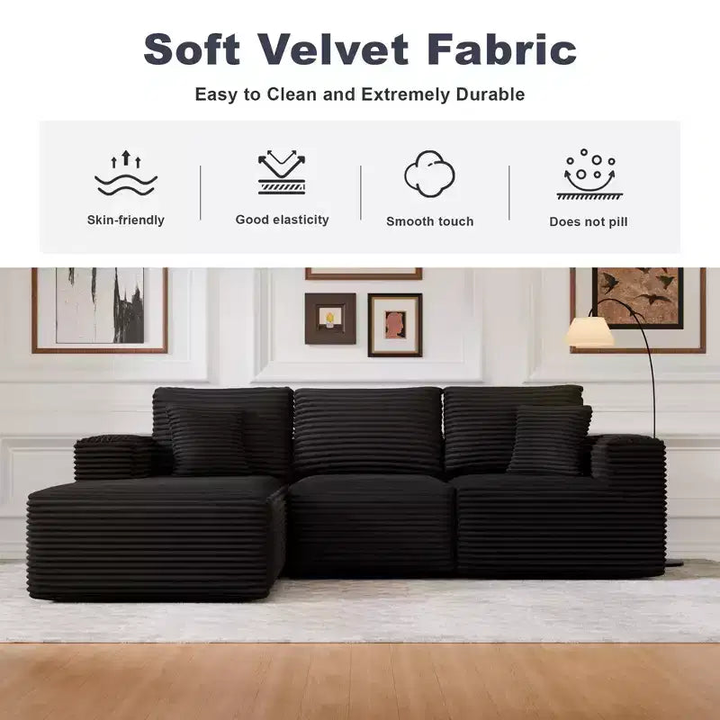Sofá Seccional Modular PexFix con Chaise en Forma de L, Sofás Nube Modernos Tapizados con Cojines Decorativos para Sala de Estar Dormitorio