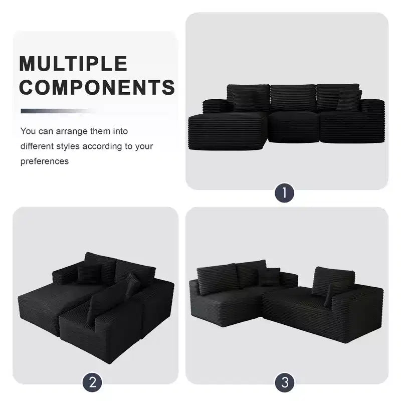 Sofá Seccional Modular PexFix con Chaise en Forma de L, Sofás Nube Modernos Tapizados con Cojines Decorativos para Sala de Estar Dormitorio