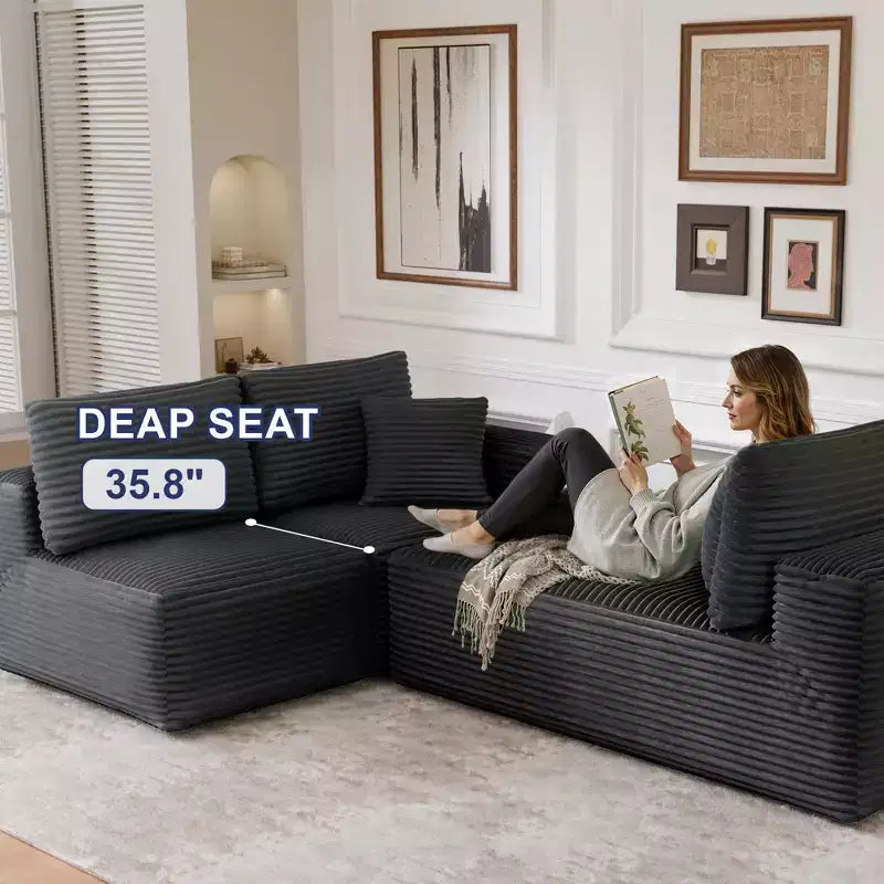 Sofá Seccional Modular PexFix con Chaise en Forma de L, Sofás Nube Modernos Tapizados con Cojines Decorativos para Sala de Estar Dormitorio