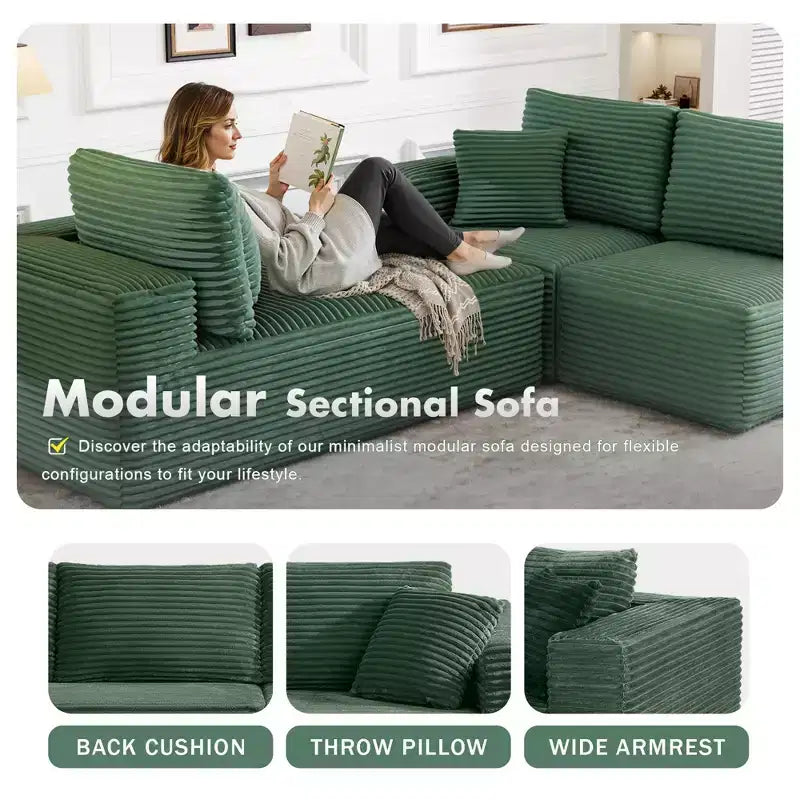 Sofá Seccional Modular PexFix con Chaise en Forma de L, Sofás Nube Modernos Tapizados con Cojines Decorativos para Sala de Estar Dormitorio