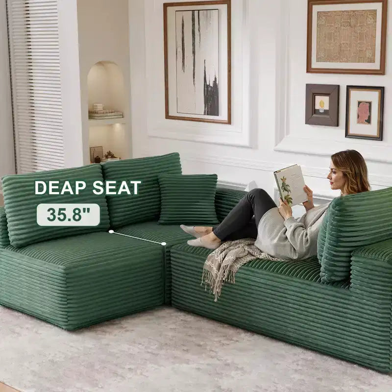 Sofá Seccional Modular PexFix con Chaise en Forma de L, Sofás Nube Modernos Tapizados con Cojines Decorativos para Sala de Estar Dormitorio