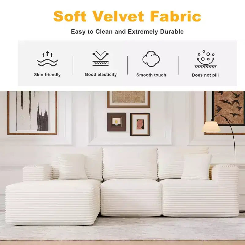 Sofá Seccional Modular PexFix con Chaise en Forma de L, Sofás Nube Modernos Tapizados con Cojines Decorativos para Sala de Estar Dormitorio