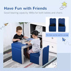 Juego de sofá para niños 2 en 1 multifuncional, juego de mesa y sillas para niños pequeños, sofá de 2 asientos, caja de almacenamiento suave y resistente