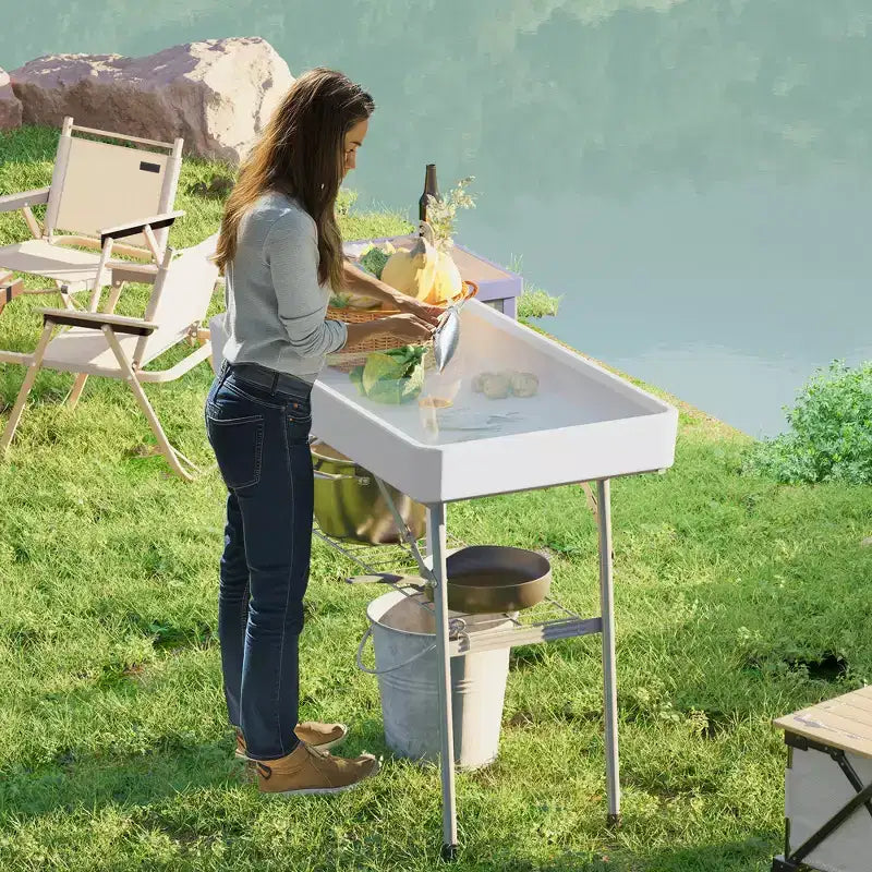 Mesa de refrigeración plegable de 3,4 pies con desagüe, mesa de relleno y enfriamiento para exteriores con estante de almacenamiento, enfriador de bebidas para fiestas, picnics y barbacoas