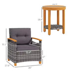 Juego de bistró para exteriores, muebles de patio de mimbre con cojines para porche, jardín