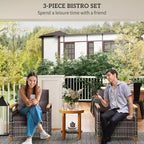 Juego de bistró para exteriores, muebles de patio de mimbre con cojines para porche, jardín