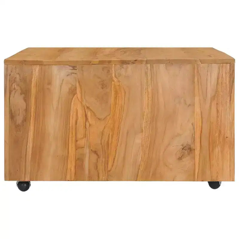 vidaXL Mesa de Centro Mesa Auxiliar Mesa de Sofá con Ruedas Madera Maciza de Teca - 80 x 80 x 40 cm