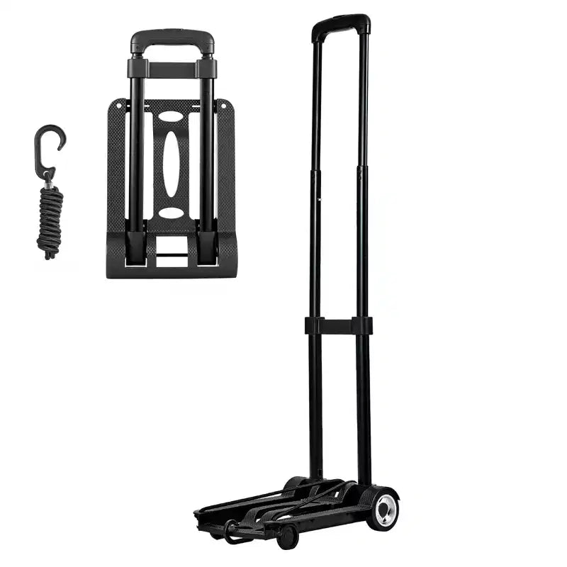 VEVOR Folding Hand Truck, 110 lbs Load Capacity, Collapsible Luggage Cart with 2 Wheels & 1 Elastic Rope, Utility Dolly Platform Cart, Black