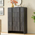 AMERLIFE Fluted Modern Chest Dresser with Pine Handles, Rounded Corners & Anti-Tip, 48 Tall Wood Storage Organizer for Living Room
