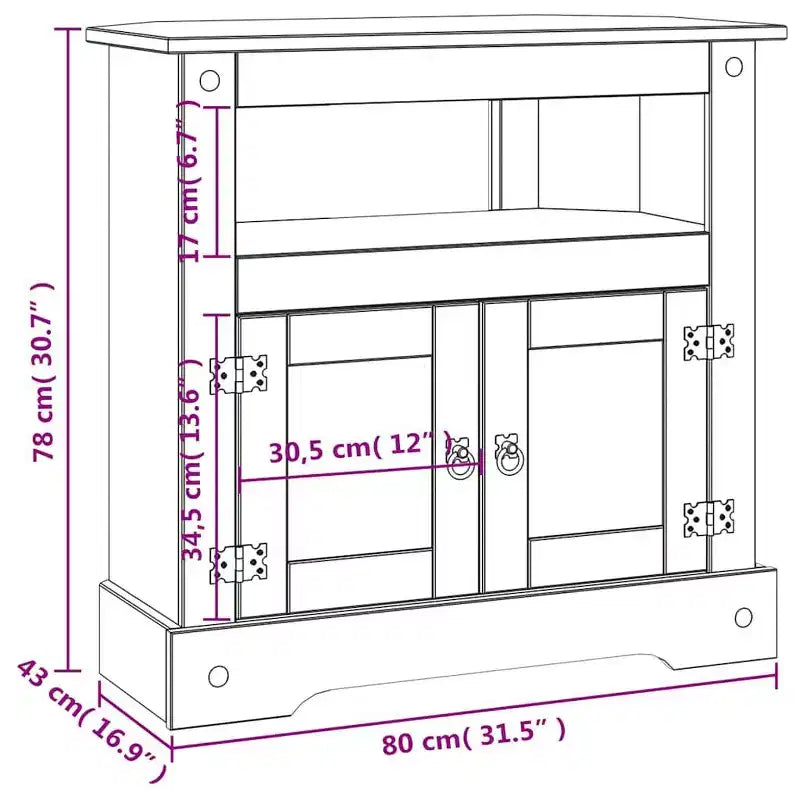 vidaXL Mesa Consola Cera Marrón Madera Maciza de Pino Mesa Consola Mediana - Marrón