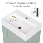 MAYEERTY 20 Tocador de baño Lavabo de cerámica Cajón de almacenamiento de MDF Estante lateral Tirador dorado Baño pequeño