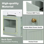 MAYEERTY 20 Tocador de baño Lavabo de cerámica Cajón de almacenamiento de MDF Estante lateral Tirador dorado Baño pequeño