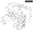 MAYEERTY 36" Tocador de Baño con Lavabo Madera Maciza Blanca Cajón Abatible 3 Cajones 2 Puertas Asas Metálicas Negras MDF