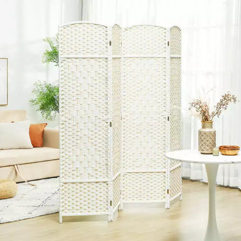 Mampara Plegable de 4 Paneles, 1.80 m de Altura, Biombo de Privacidad, Separador de Madera Independiente para Oficina en Casa
