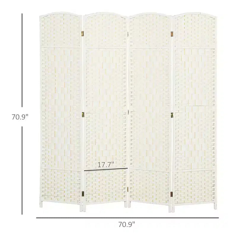 Mampara Plegable de 4 Paneles, 1.80 m de Altura, Biombo de Privacidad, Separador de Madera Independiente para Oficina en Casa